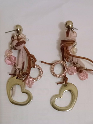 Handmade earrings with hearts and beads like new