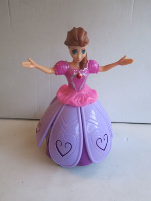 Disney Frozen Spinning Princess Anna 3D figure used, pink with light and music
