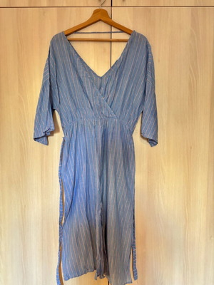 Blue striped Zara wrap dress very good condition, size S