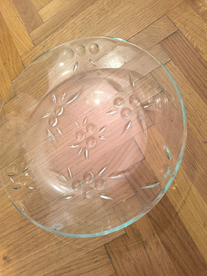 Glass round serving platter new