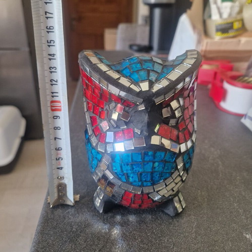 Handmade mosaic owl decorative item, new