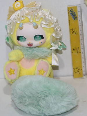 Yellow anime kitsune plush toy
