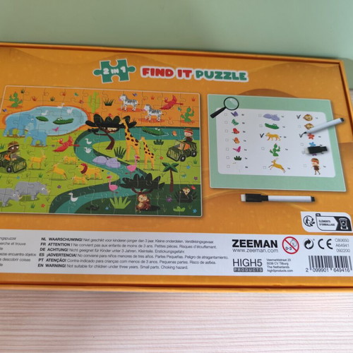 Zeeman Find It puzzle used, 80 pieces safari animals