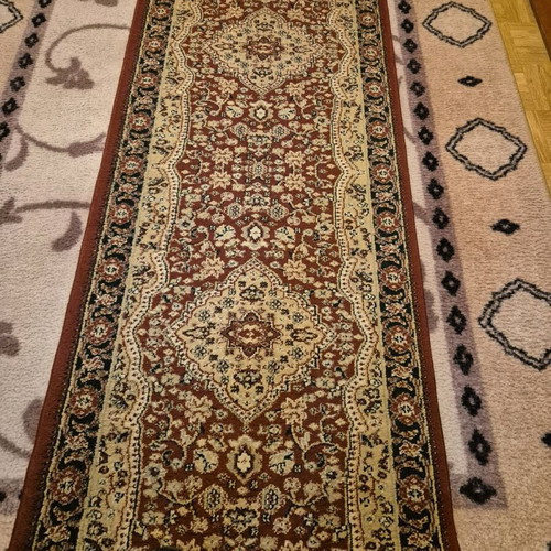 Rug set used, 3 pieces, burgundy with embroidery