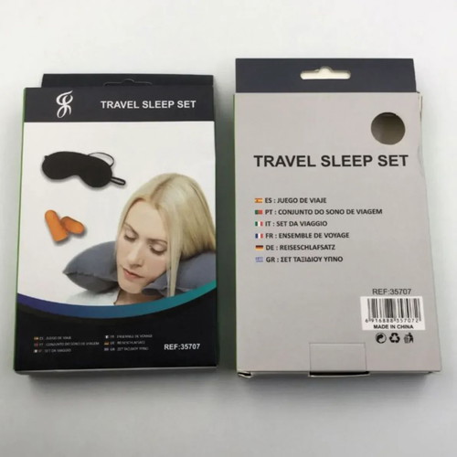 Travel set with earplugs, sleep mask and neck pillow new