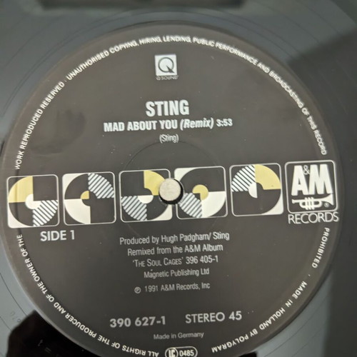 Sting Mad About You 12" vinyl record used, rock