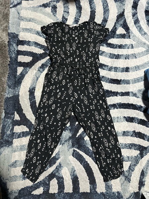 H&M girls' jumpsuit like new, black and white, size 116 cm