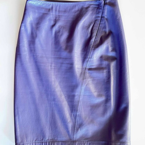 MCM purple leather skirt with diagonal zipper detail
