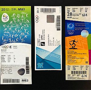 3 Eισιτήρια Ολυμπιακών Αγώνων Τελικοί ποδοσφαίρου. 2016 Rio, 2012 London, 2004 Athens
