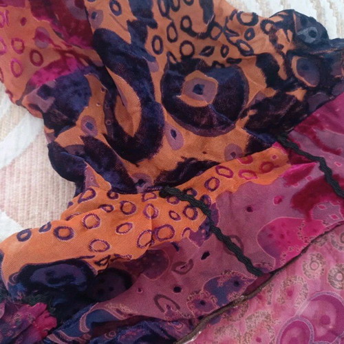 Boho blouse Te Quiero Sheer like new, colorful print, size Small