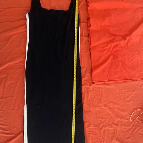 Black elastic dress with white side stripe medium, like new