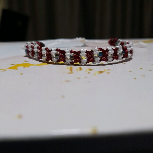 Handmade macrame Martaki bracelet made to order, white and red