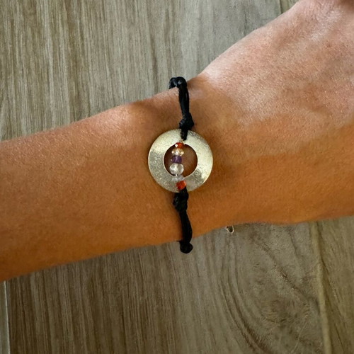 Silver 925 bracelet like new with hallmark, black and silver