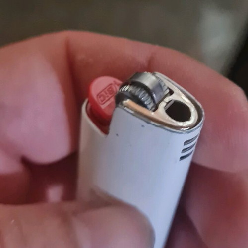 Metallic white mini lighter cases used, BiC type