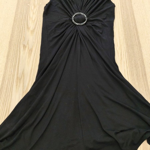 Olsen black draped midi dress with ring like new