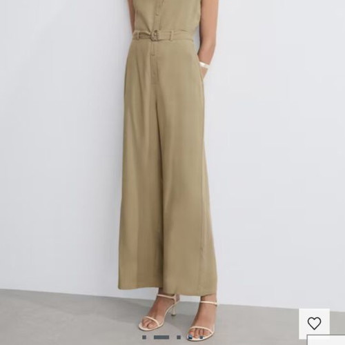 Mango jumpsuit with belt, lyocell, olive/taupe