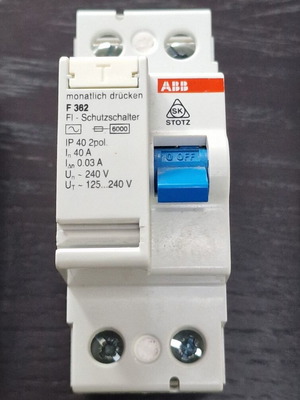 ABB F362 Ρελέ διαρροής 2P 40A 30mA τύπου AC καινούργιο