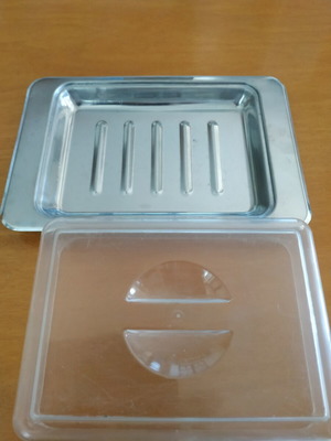 Cheese container like new, stainless steel with plastic lid