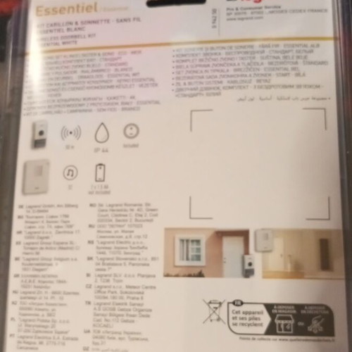 Legrand wireless battery doorbell new, waterproof, 50 meters range