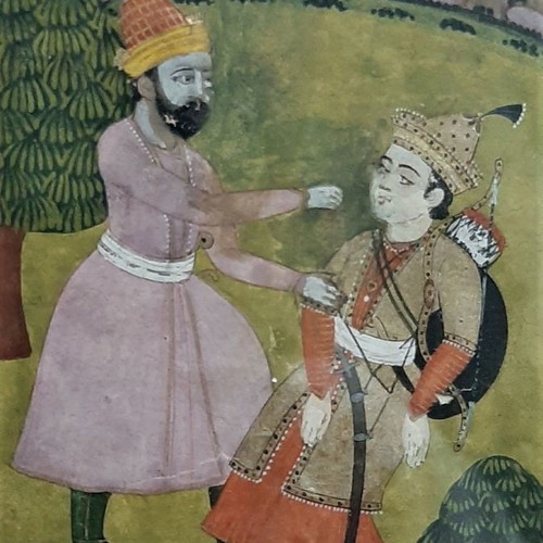 Persian miniature 18th century used, Hunter Behzad