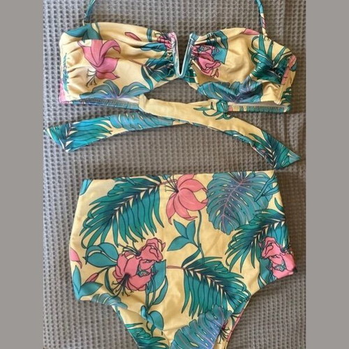 Vassia Kostara high-waisted bikini like new with tropical floral print