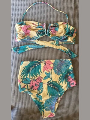 Vassia Kostara high-waisted bikini like new with tropical floral print