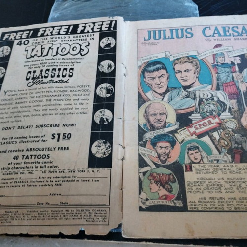Classics Illustrated Julius Caesar No. 68 worn, damaged 1950