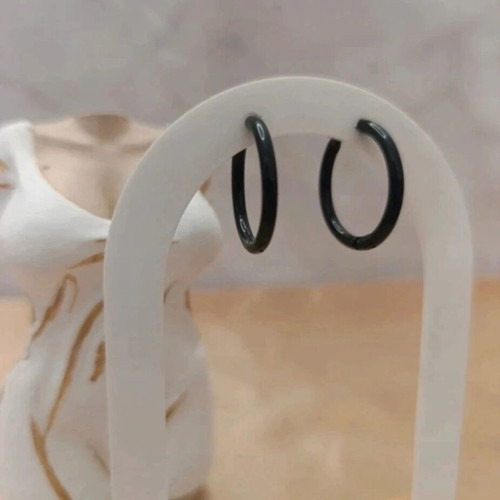 Black Stainless Steel Hoop Earrings New Made of Stainless Steel