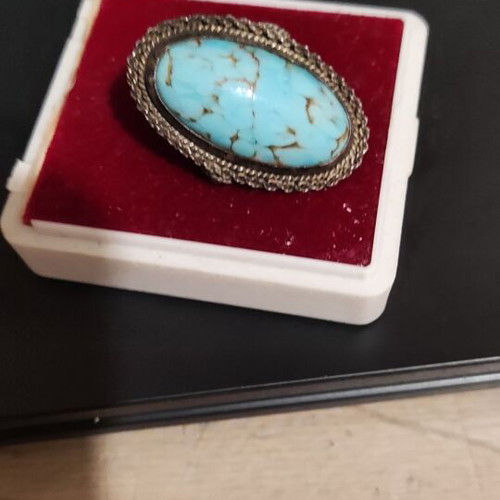 Silver 935 ring with turquoise stone size 55 new