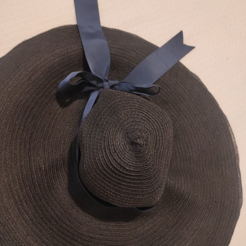 Lanvin bucket hat like new, large black with blue bow