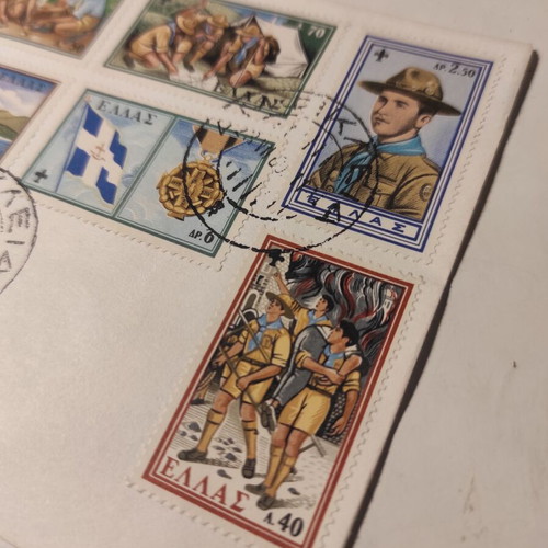 Envelope with 8 Greek scout stamps like new