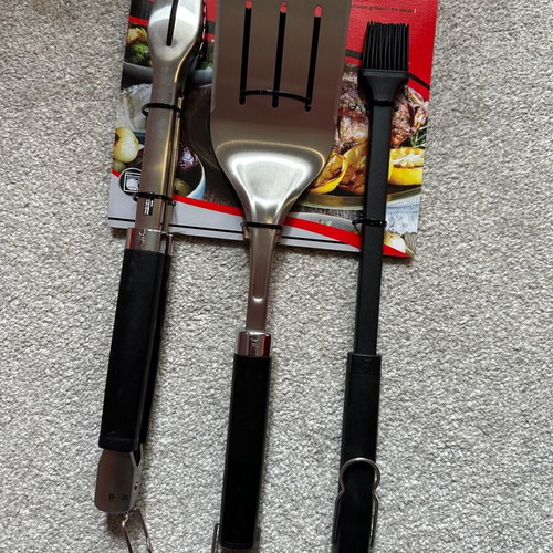 Weber BBQ cooking set new with 3 stainless steel tools