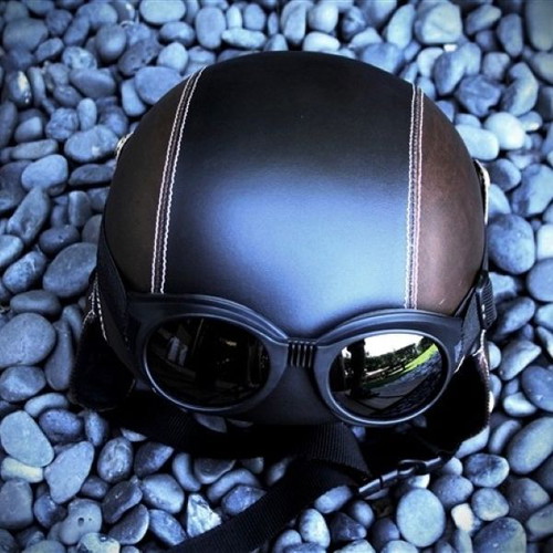 Pilot Helmet 1932 Brown Black New Retro Motorcycle Helmet