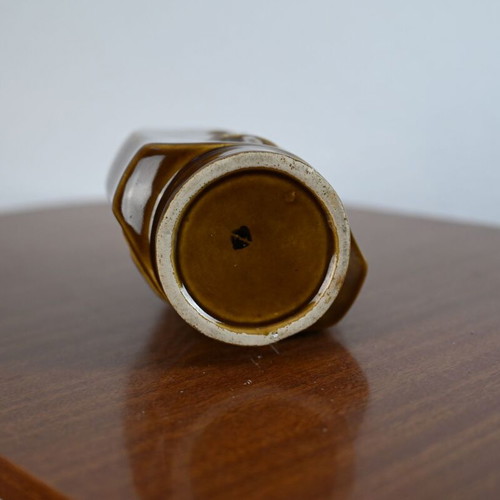 Vintage ceramic bottle used, brown embossed