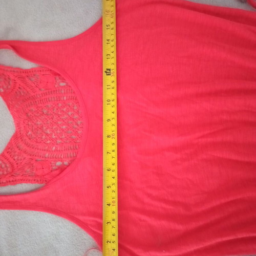 Summer maxi dress coral with lace back like new, size M