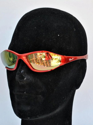 Vintage Rave Sunglasses Matrix Style Red Frame Gold Lenses like new