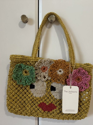 The Jacksons London Carmen Handmade Jute Tote Bag new, multicolor yellow