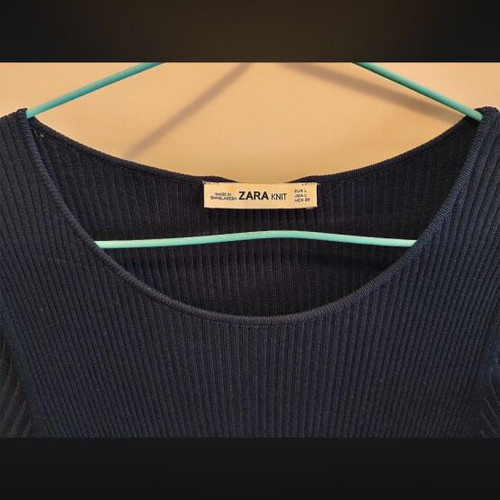 Zara knitted blue dress with side stripe midi like new