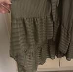 Midi dress khaki asymmetrical with detachable belt used, defect