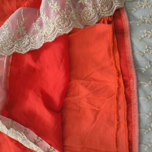 Bianco strapless dress with lace hem, like new, orange