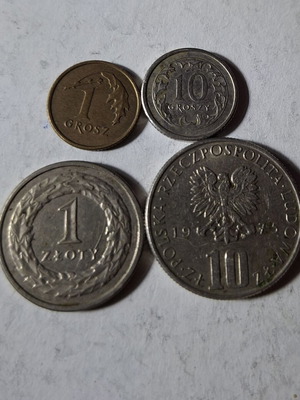 Lot of 4 used Polish coins
