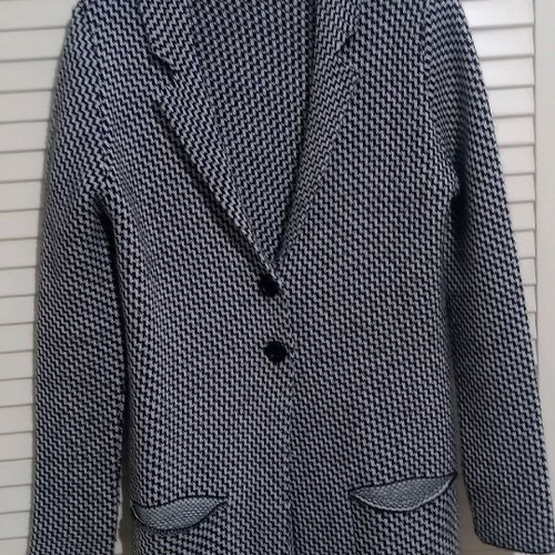 Stradivarius long wool cardigan used, black and white, small