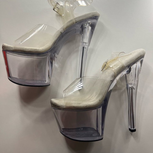 Pleaser USA transparent sandals used, size 36, white