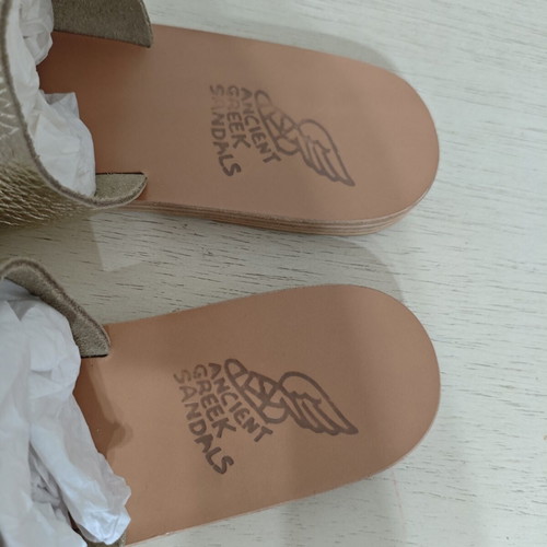 Ancient Greek Sandals Apteros slide sandals platinum new