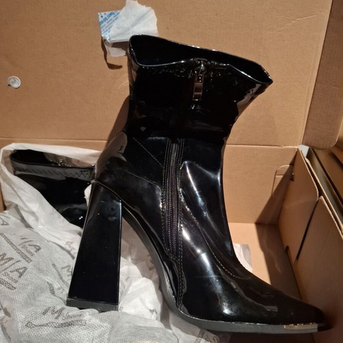 Patent leather sock boots size 39 with golden detail and dustbag new