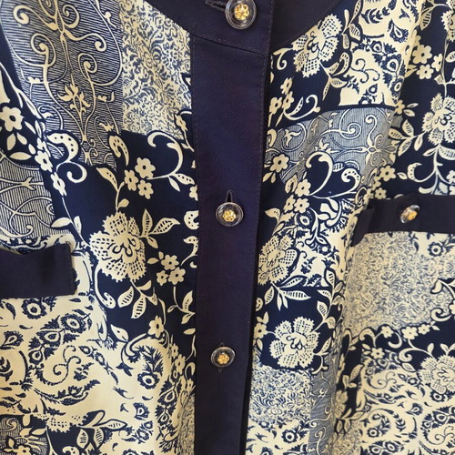 Vintage Patchwork Floral Short Sleeve Blouse used, size L