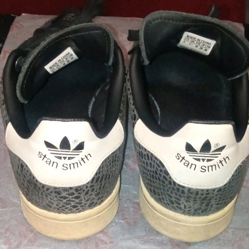 Adidas Stan Smith used athletic shoes, black croc design, size 40