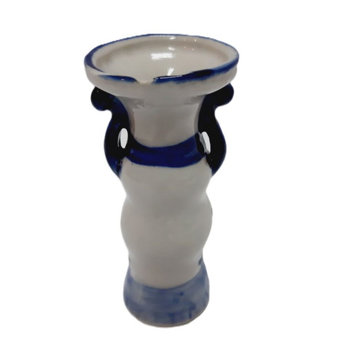 Holland Delft Blue vintage porcelain candlestick used, 1970s, 10 cm