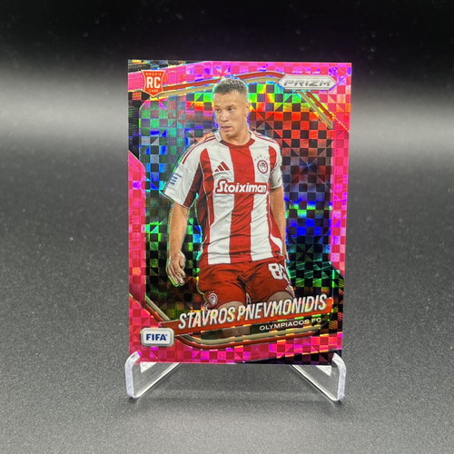 2025-26 Panini Prizm FIFA Stavros Pnevmonidis RC Pink Checkerboard card