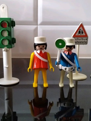 Playmobil Vintage collectible set school crossing guards and signs used